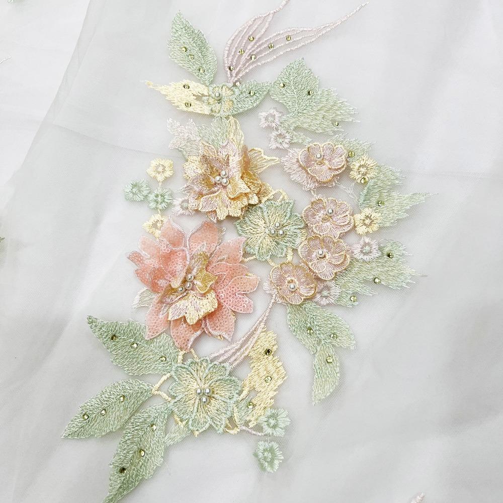 

Объемные вышитые нашивки с цветами Элегантные нашивки для одежды Швейные материалы зелёный