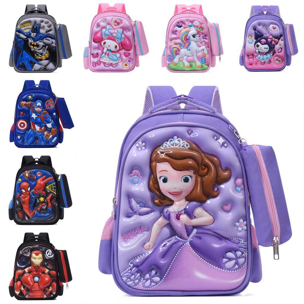 Kuromi Melody Cinnamoroll Captain America Backpack With Breathable Nylon Material For Kindergarten And Elementary School