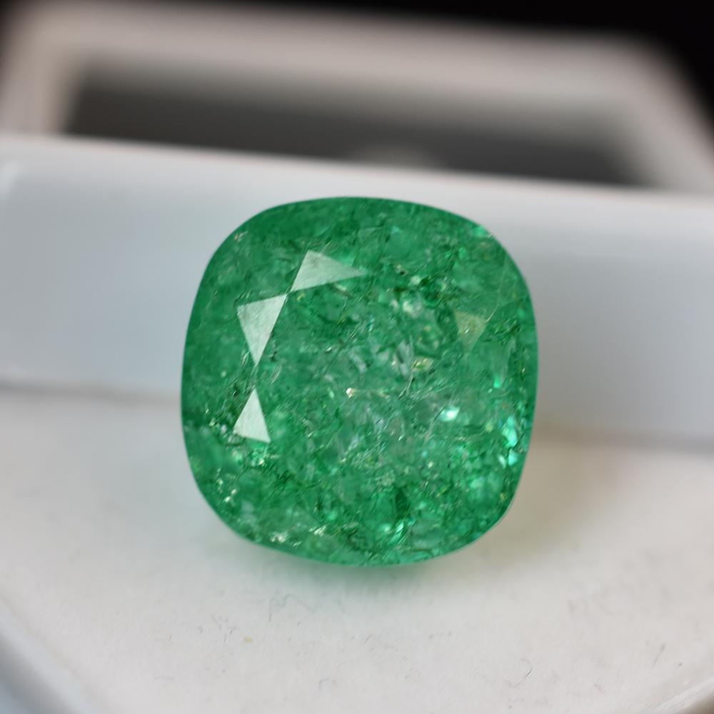 Natural Green Emerald 13.05ct Square Cushion Certified Loose Gemstone