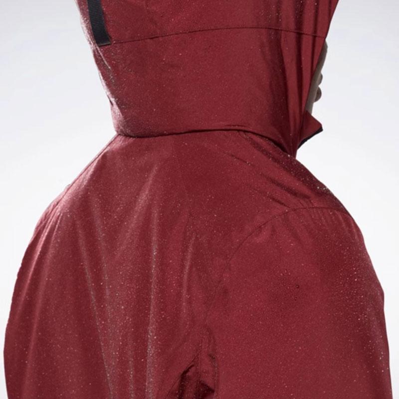 Reebok Prka Solid Color Mid-Length Warm Casual Hooded Zipper Sports Cotton Jacket Women Jackets Deep-Red FT0685