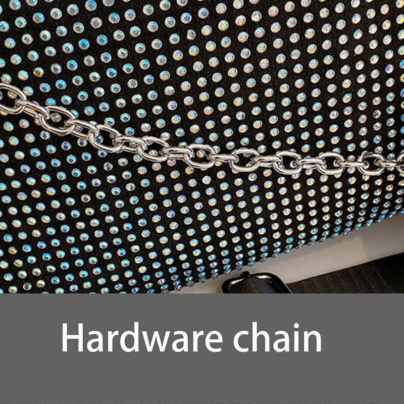 Women Large Capacity Shoulder Bag Fashion Rhinestone Messenger Bag Handbag Shopping Dating Bag Casual Crossbody Bag  Silver