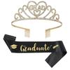 Graduated Satin Sash Glitter Crown For Graduation Party Decoration Photo Booth Props Bachelor Graduated Supplies