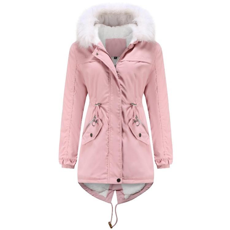 

Women Winter Parka Coat Mid Length Puffer Jacket Quilted Fleece Lined Water Repellent Windproof Outdoor Daily Overcoat Plus Size S 4XL New 3XL рожевий