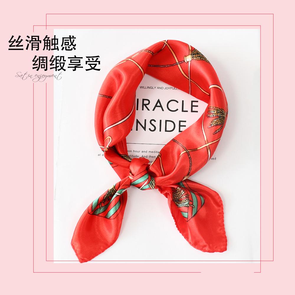 Fashion high-end silk scarf square scarf chain mixed flower satin imitation silk 11x11 small scarf women