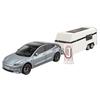 1/24 Scale Tesla Model3 Towing RV Alloy Model, Open Door Car Ornaments for Children's Sound and Light Toys To Give Gifts To Boys