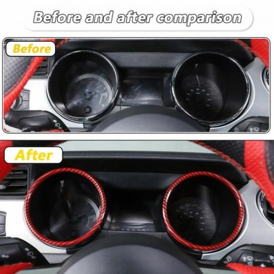 For 2015-2018 Ford Mustang Interior Dashboard Ring Trim Cover Decor Red Carbon