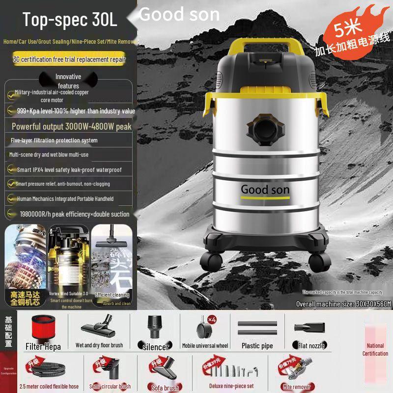 GUTSEN Dual-Use High Suction Wet/Dry Industrial Vacuum Cleaner for Heavy-Duty and Car Cleaning