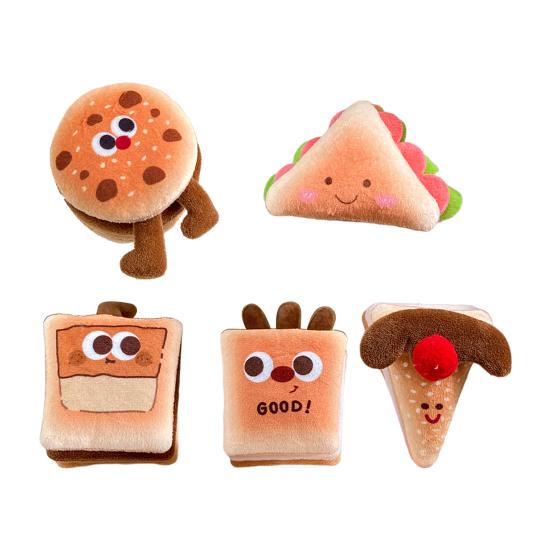 Plush Cartoon Food Refrigerator Magnet Stuffed Bread Pizza Sandwich Milk Tea Cookies Fridge Magnet Home Office Decorative Accessories