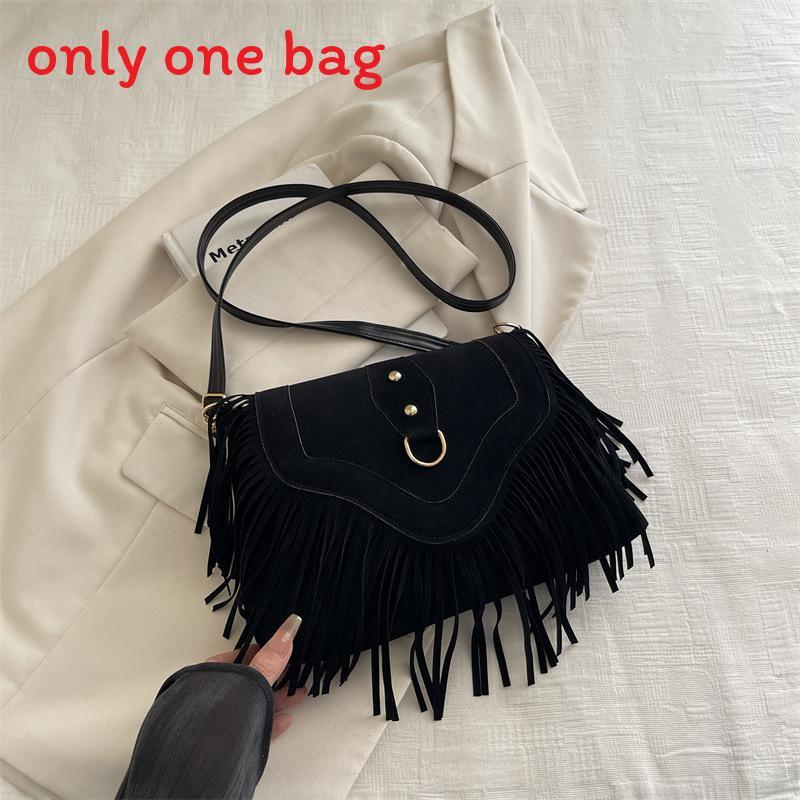 Retro Matte Suede Fringed Saddle Bag For Casual Daily Wear