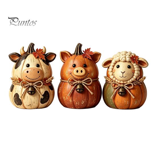 Indoor Autumn Room Decorations 3PCS Rustic Harvest Wooden Ornaments, Animal Designs Retro Vintage Distressed Wood Crafts Farmhouse Crafts, Decorative