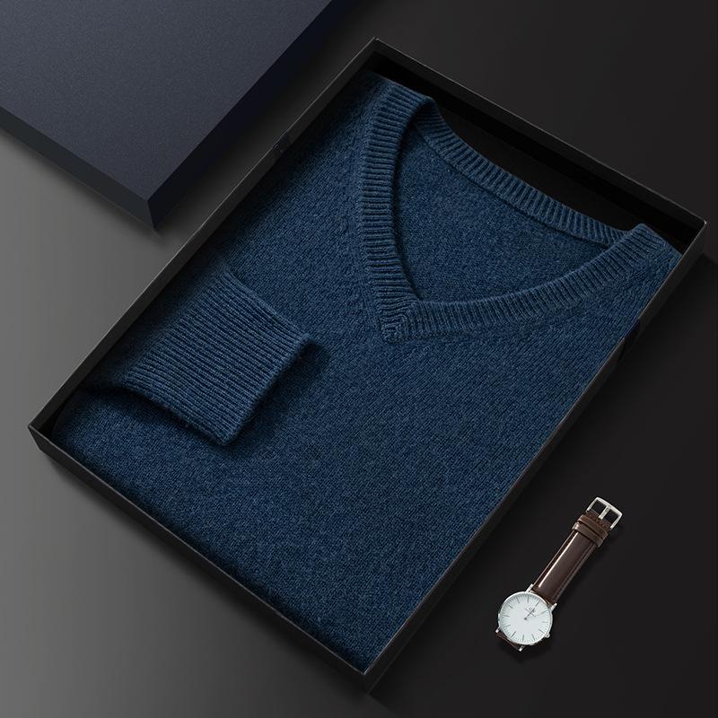 First-line Ready-to-wear Thickened V-neck Cashmere Sweater Loose Wool Knitting