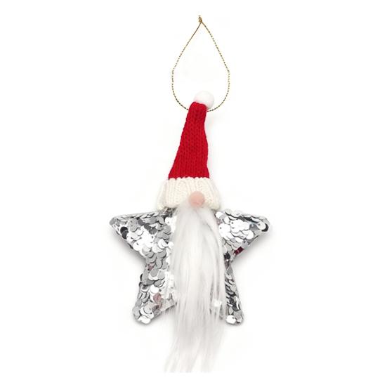 Soft Plush Decorative Figures Christmas Gnome Star Ornaments, Sparkly Faceless Dwarf Hanging Decoration with Knitted Sparkling Sequin Decor