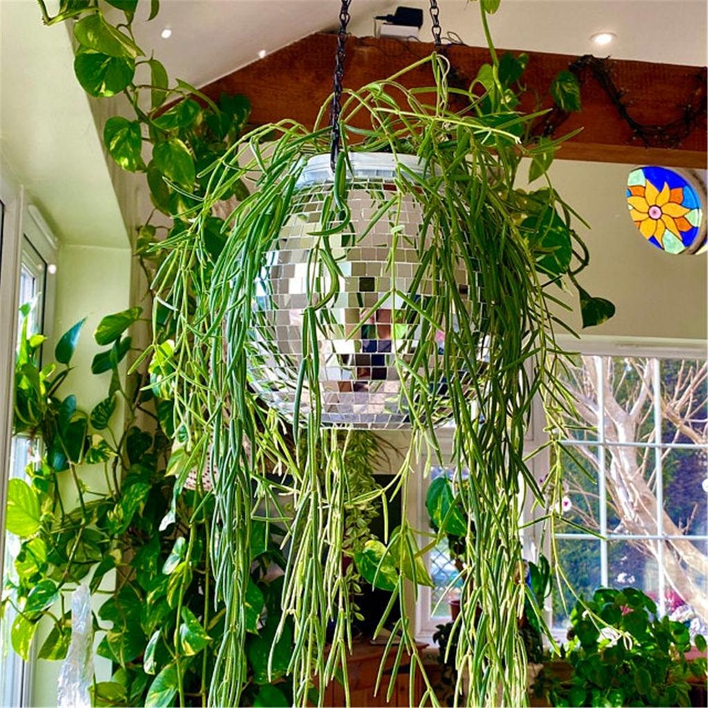 Home Hanging Mirror Ball Planter Decorative Plant Pots Hanging Flower Pot for Indoor Outdoor Home Garden Decor WWO66