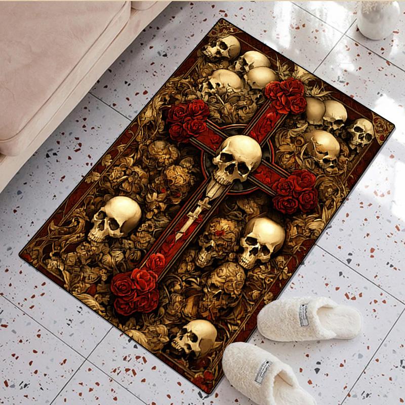 1Pc Skull Rug - Home Carpet Office Decorative Carpet For Living Room Bedroom Door Mat Floor Rug Computer Chair Area Rug