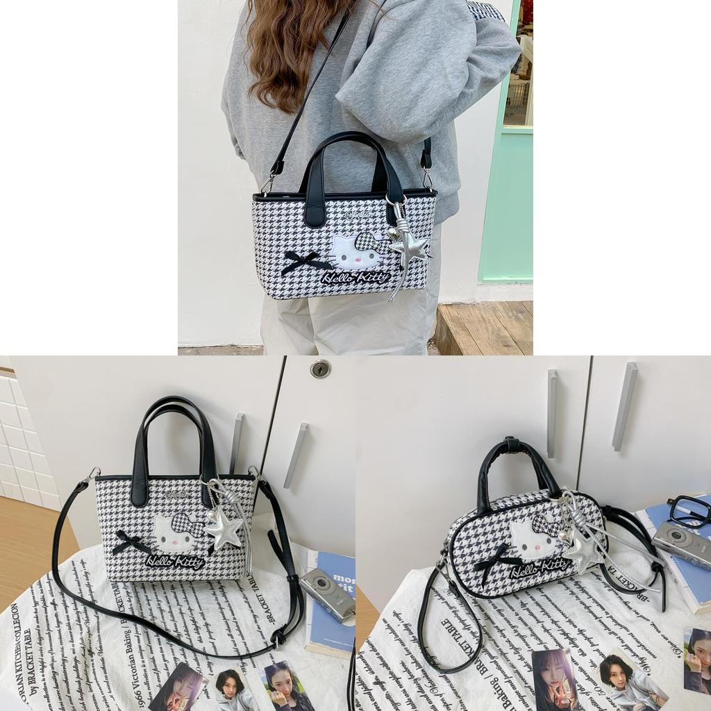 Canvas Handbag With Zipper Closure For Daily Use And Cute Cat Design