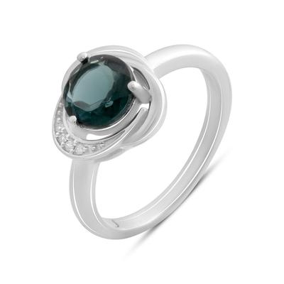 Stříbrný prsten s topazem London Blue 1,091 ct, zirkony, hmotnost výrobku 3,05 g (2178026)