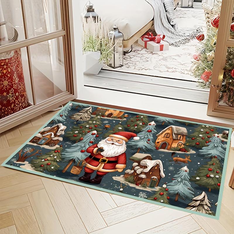 Santa Claus Christmas Rug - Soft, Non-Slip, Hand-Washable Indoor Doormat with Anti-Skid Backing, Ideal for Living Room and Bedro