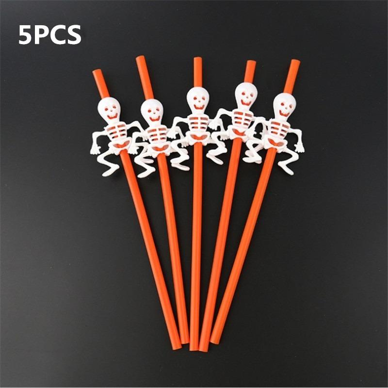 

5pcs Halloween Pumpkin Straw Ghost Straws Halloween Decoration Straws Party Supplies Halloween Decorations for Home