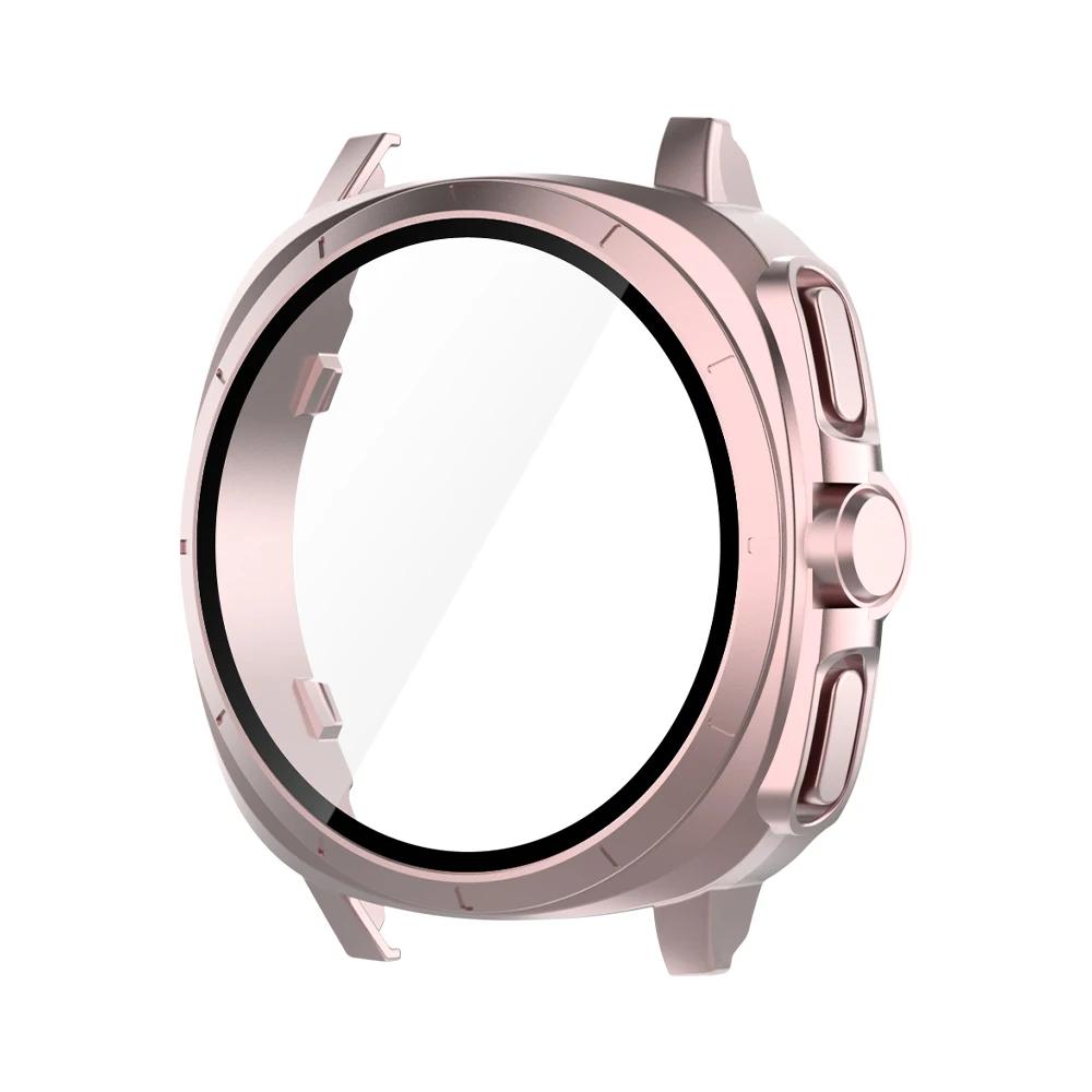 

Стекло+чехол для Samsung Galaxy Watch 7 44/40 мм, [превращается в Ultra 47 мм обновление] Универсальный защитный чехол-бампер Galaxy Watch 7 40mm розовый