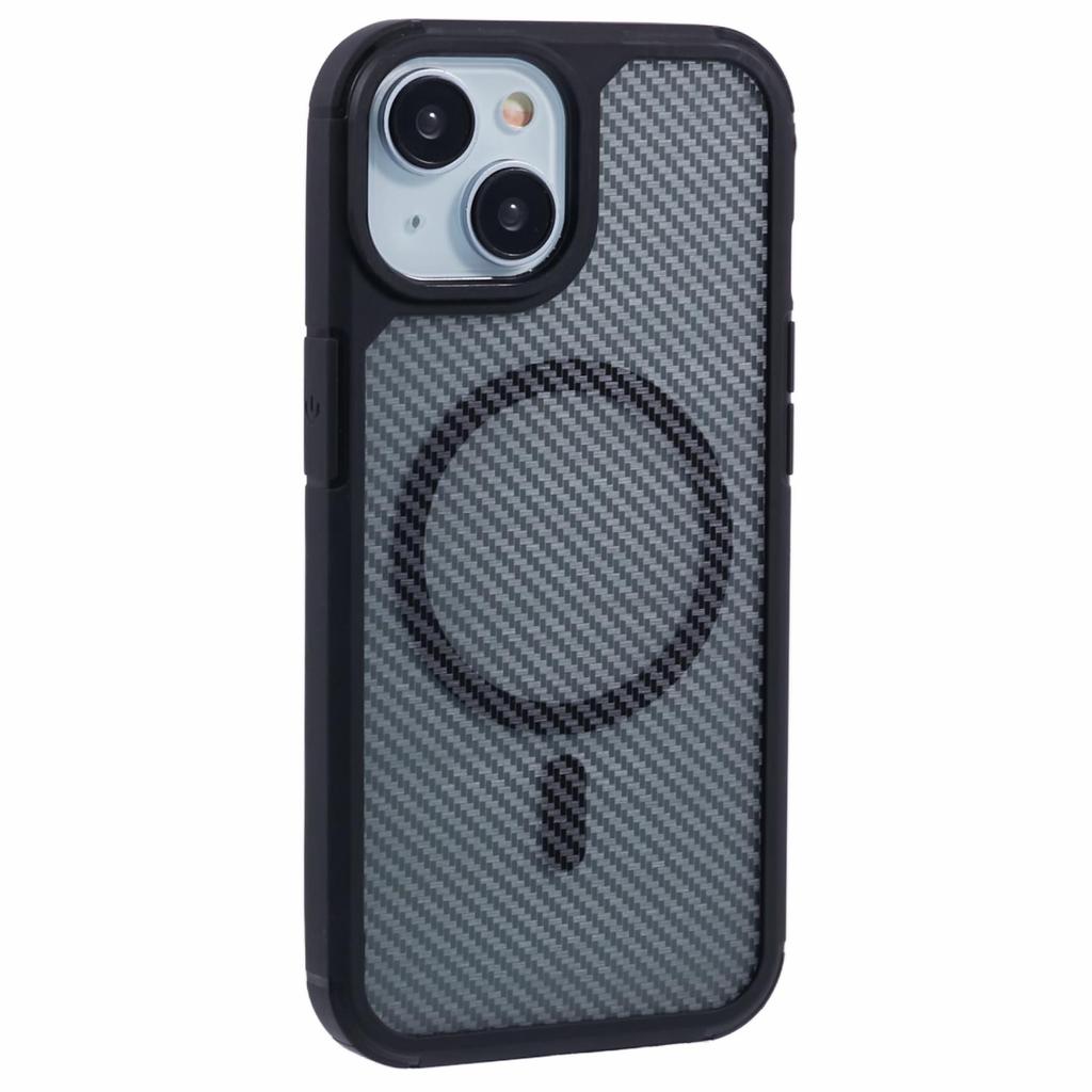 For iPhone 15 Case Compatible with MagSafe Carbon Fiber TPU+PC Anti-Drop Phone Cover