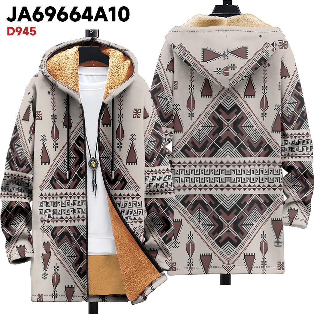 Νέο μπουφάν πολύχρωμα στοιχεία μοτίβου B1 φερμουάρ ζακέτα με κουκούλα χοντρό χειμερινό φλις μοντέρνα καπιτονέ ρούχα