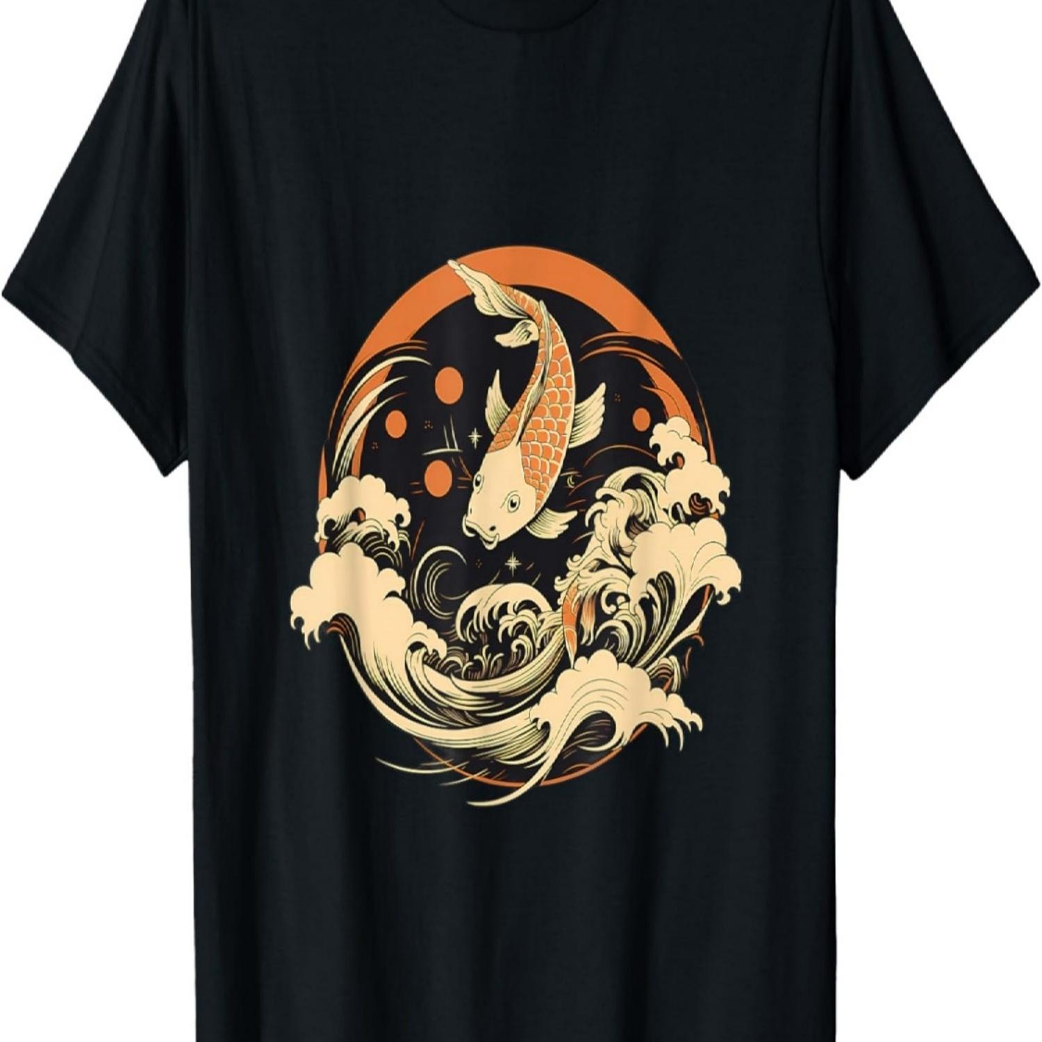 Koi Carp Ying Yang Nishikigoi Fish Cherry Blossom T-Shirt(98) S чёрный