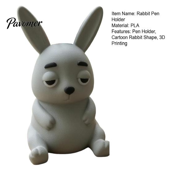 Lazy Animal Desk Organizer 3D Printed Rabbit Pen Holder, Large Capacity Organizer, Matte Finish Container Cute Pencil for Office Home School