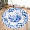 Chinese Blue and White Porcelain Style Circular Carpet Living Room Rug Anti Slip Dirt Resistant Mat Home Decoration