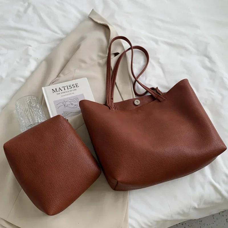 New Solid Plutonium Sweet Shoulder Bag for Women High-end Retro Versatile Bag Hot Sale Large Capacity Casual Travel Bag