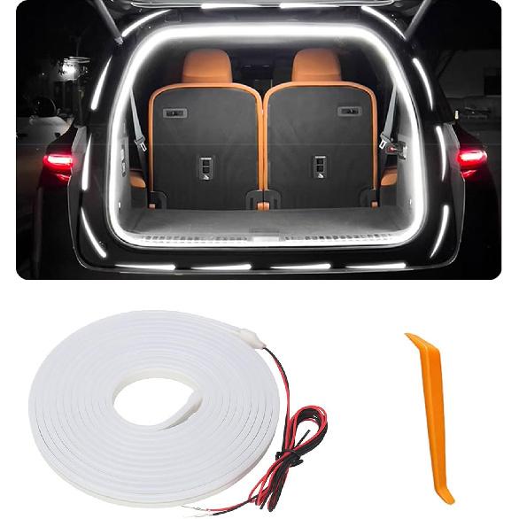 Car LED Strip Lights, Dynamic Trunk Ambient Light, White Colors 157.48" Flexible Led Light Strip, Easy Tall, Waterproof, Universal Fit For Car