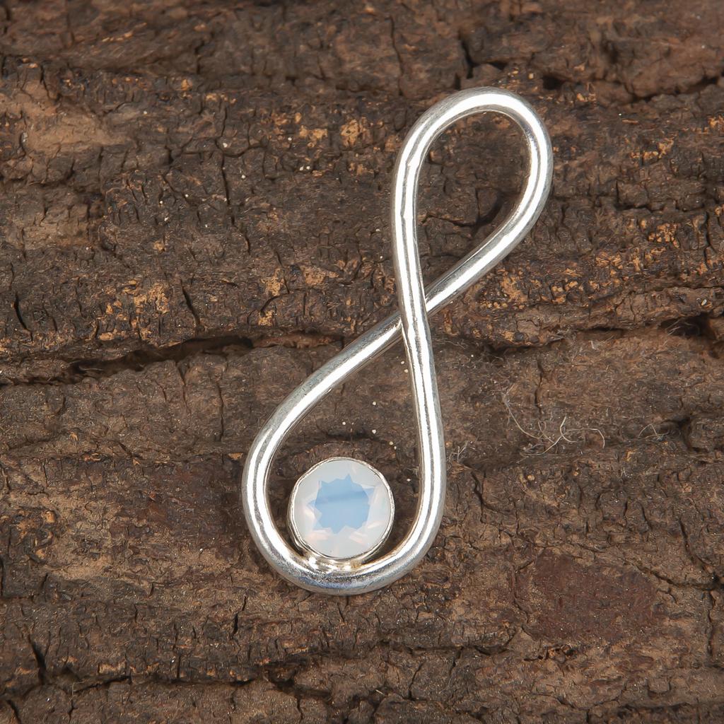 Milchiger Opal 925 Massiv Sterling Silber Anhänger, Handgefertigter Edelsteinanhänger Schmuck, Meditations-Ohrringe Geschenk für Sie