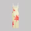 Summer sexy slim fit floral print suspender bag buttocks beach style tight and sweet dress