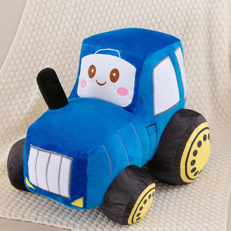 Cartoon Tractor Plush Toy Bedtime Comfort Pillow for Kids