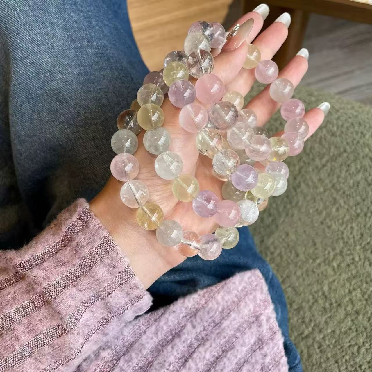 

Natural ice cream crystal bracelet, new Chinese style colorful fluorite bracelet for women, dopamine European and American crystal bracelet Multi-Gemstone Bracelet10