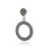Estele Rhodium Plated Oxidized Round Drop Earrings for Women