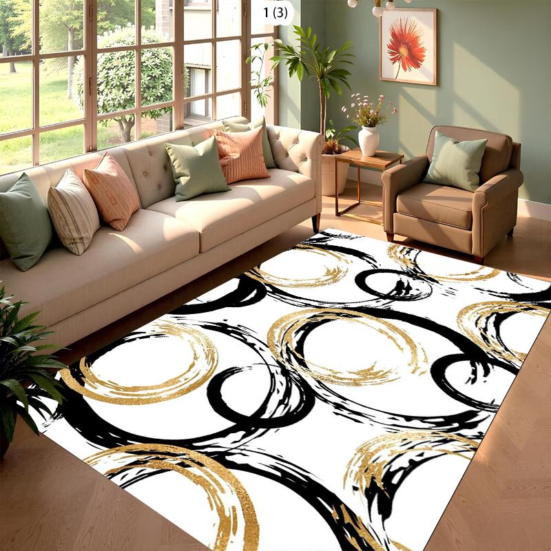 

Geometry Circular Lines Carpet Abstract Artistic Design Home Decor Rug Non-Slip Soft Floormat for Living Room Bedroom Hallway 40X60cm