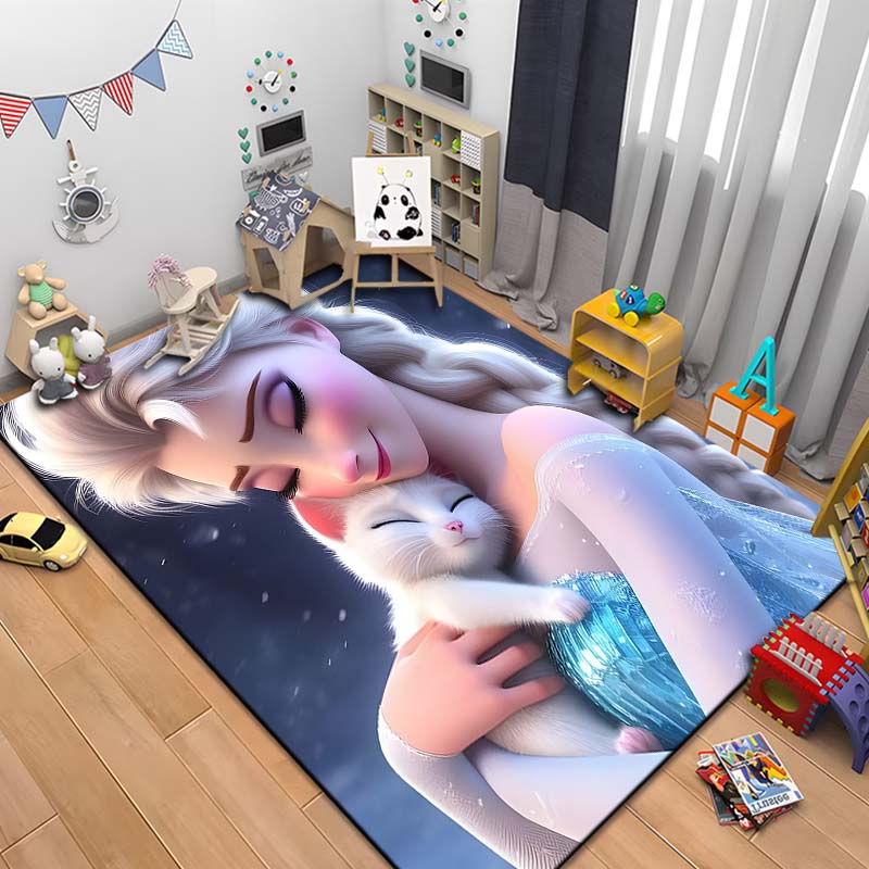 Snow Queen Frozen Elsa HD Printed Large Area Rug Carpet for Living Room Cartoon Children's Bedroom Sofa Doormat Floor Rug Gift
