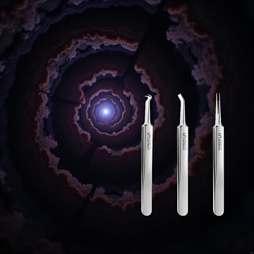 3 Pcs Professional Blackhead Tweezer Professional Facial Blackhead Remover Tweezers Precision Extractor Acne Removal Kit Pimple Popper Tool with