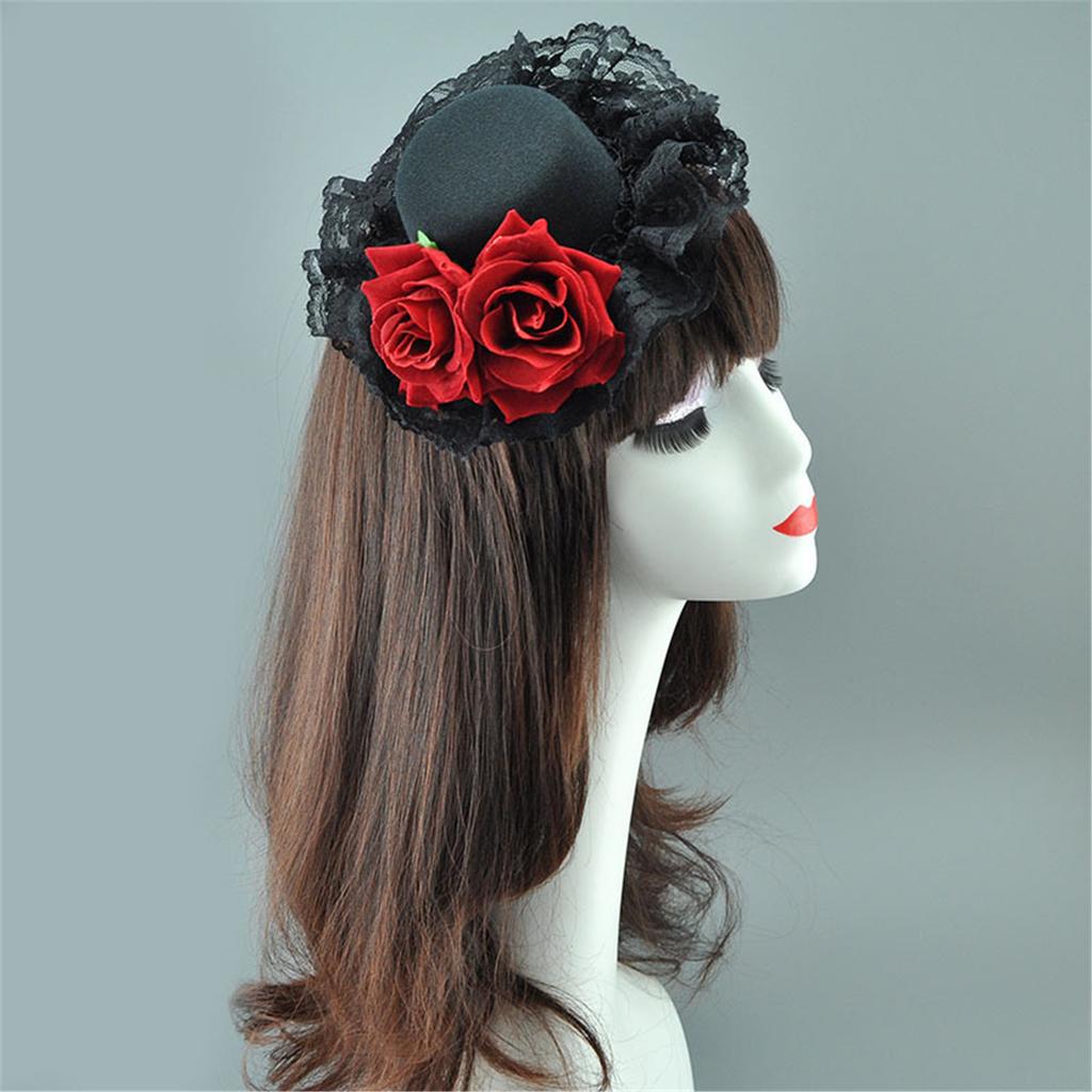 Lightweight Polyester Top Hat Headdress Gothic Floral Hair Accessory Daily Use Costume Party Wedding Event