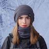 2-Piece Fleece Lined Hat And Scarf Set For Women Thermal Ear Flap Beanie And Neck Warmer For Cycling Cold Weather