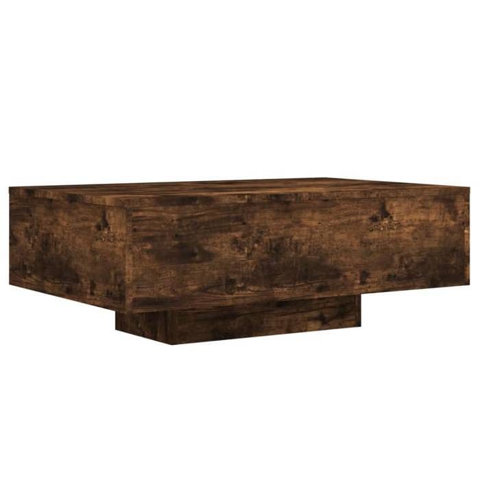 VidaXL Coffee Table with LED Lights, Side Table, End Table, Living Room Furniture, Modern, Smoked Oak 836613