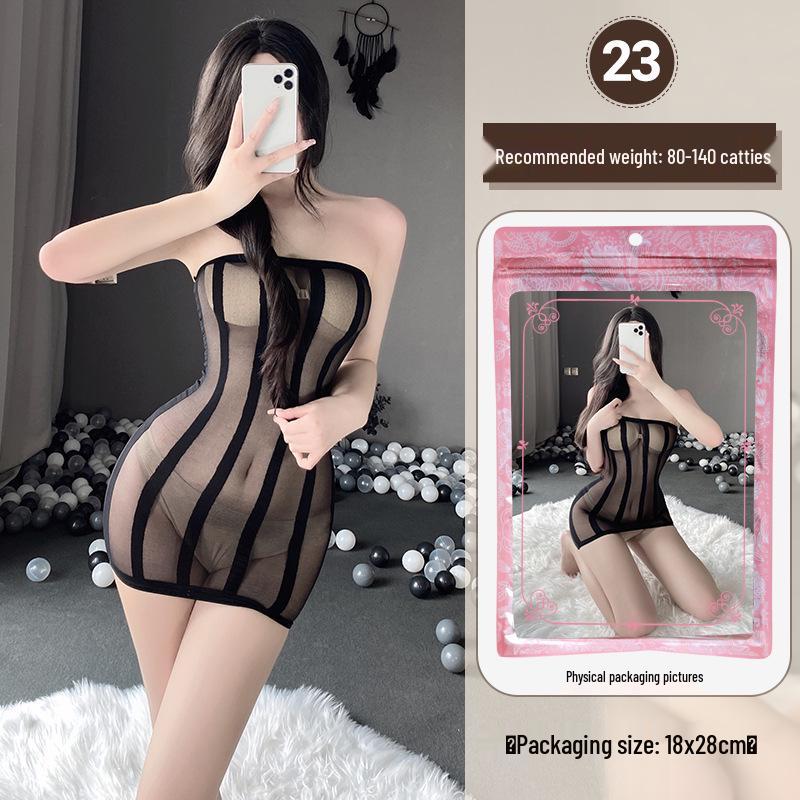 Linlinting Plus Size Sexy See-through Cutout Bodysuit with Open Crotch Stockings Set