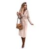 YYFS Women's Fashion Casual Solid Color Print Autumn Winter Long Sleeve POLO Neck Jackets & Coats
