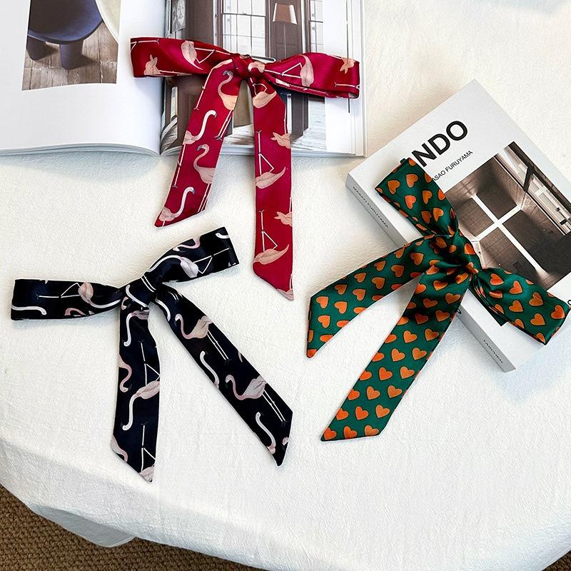 Langer Seidenschal, hochwertiger Halsschal, neuer multifunktionaler Seidenschal, Taschenumwicklung, Kopftuch, Stirnband, Haargummi.