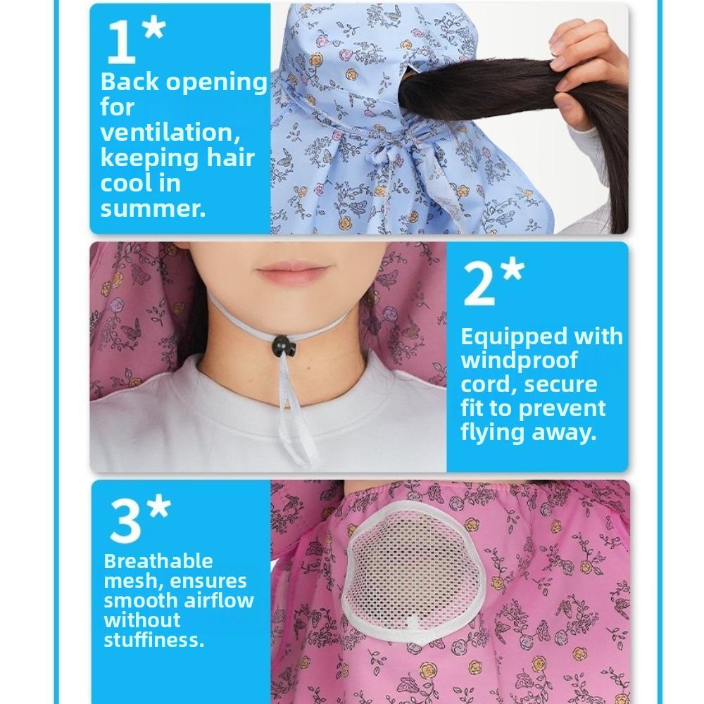 With Mask Sunshade Shawl Cap Floral Neck Protection Hat Portable Picking Tea Hat  Women