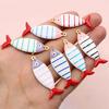 10pcs Stainless Steel Enamel Stripe Fish Charms Pendant 40x8/40x14mm DIY Jewelry Making Accessories for Necklace Earrings
