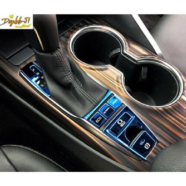 8X For Toyota Camry 2018- Blue Console Gear Shift Panel Button Cover Trim