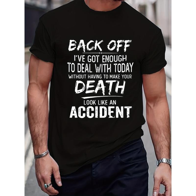 

European sizes Men s Letter Print T-shirt, Round Neck Tee Casual Clothing, Spring And Summer 4XL чорний