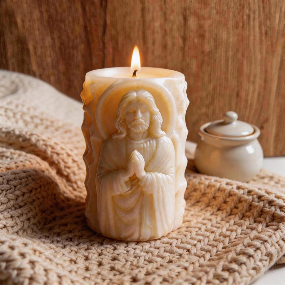 Portrait Candle Mold White Jesus Icon Mold Embossed Silicone Mold Three-Dimensional For Home Decoration Candle Making