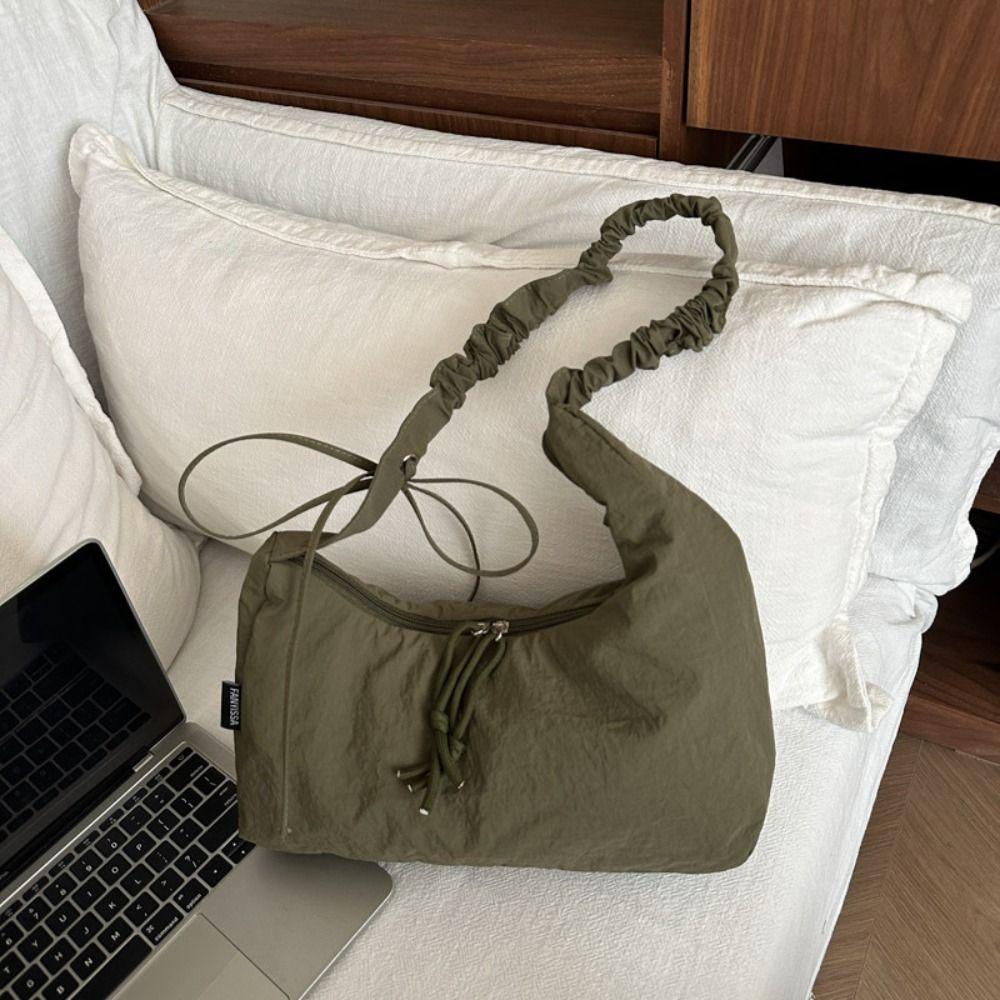 Versatile Drawstring Bag Lightweight Women's Shoulder Bag Fashion Pleated Dumpling Bag  Ladies